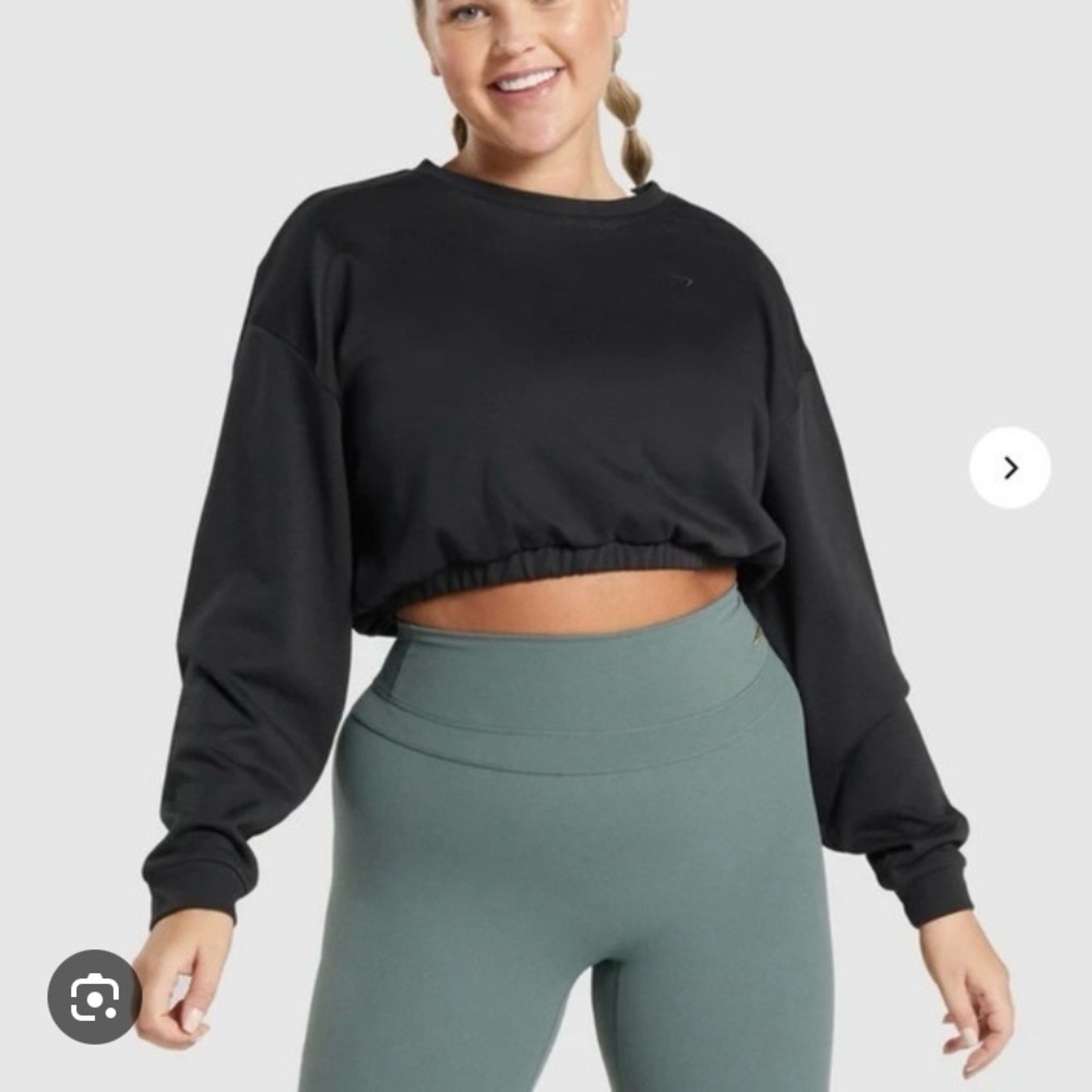 WHITNEY SIMMONS x GYM SHARK CROPPED CREAM CREWNECK